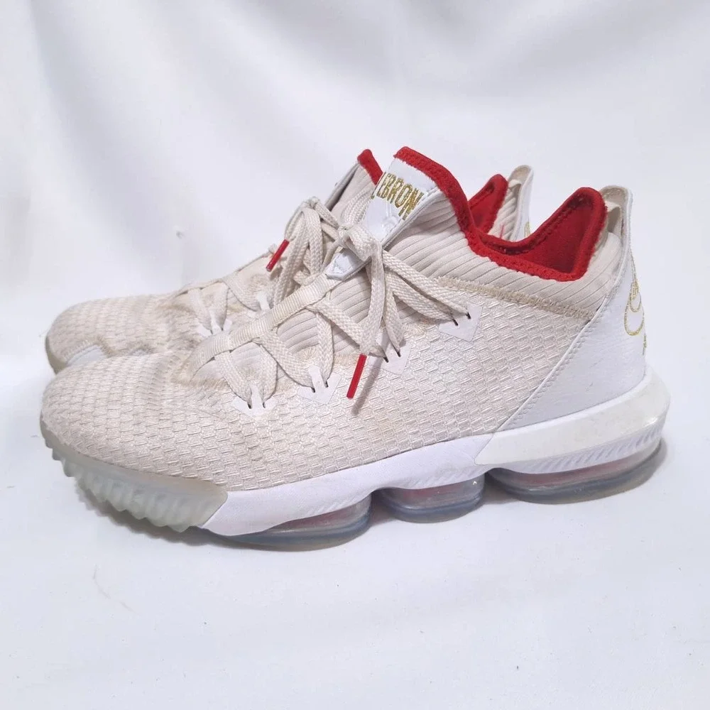 Nike LeBron 16 Draft Day Low Basketball Shoes White‎ Red Sneakers Mens 10.5